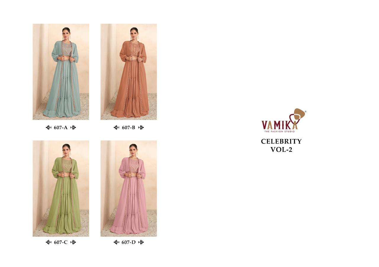 CELEBRITY VOL 2 BUY VAMIKA NX DESIGNER LATEST WHOLESALE ONLINE LOWEST PRICE SILK KURTIS SET