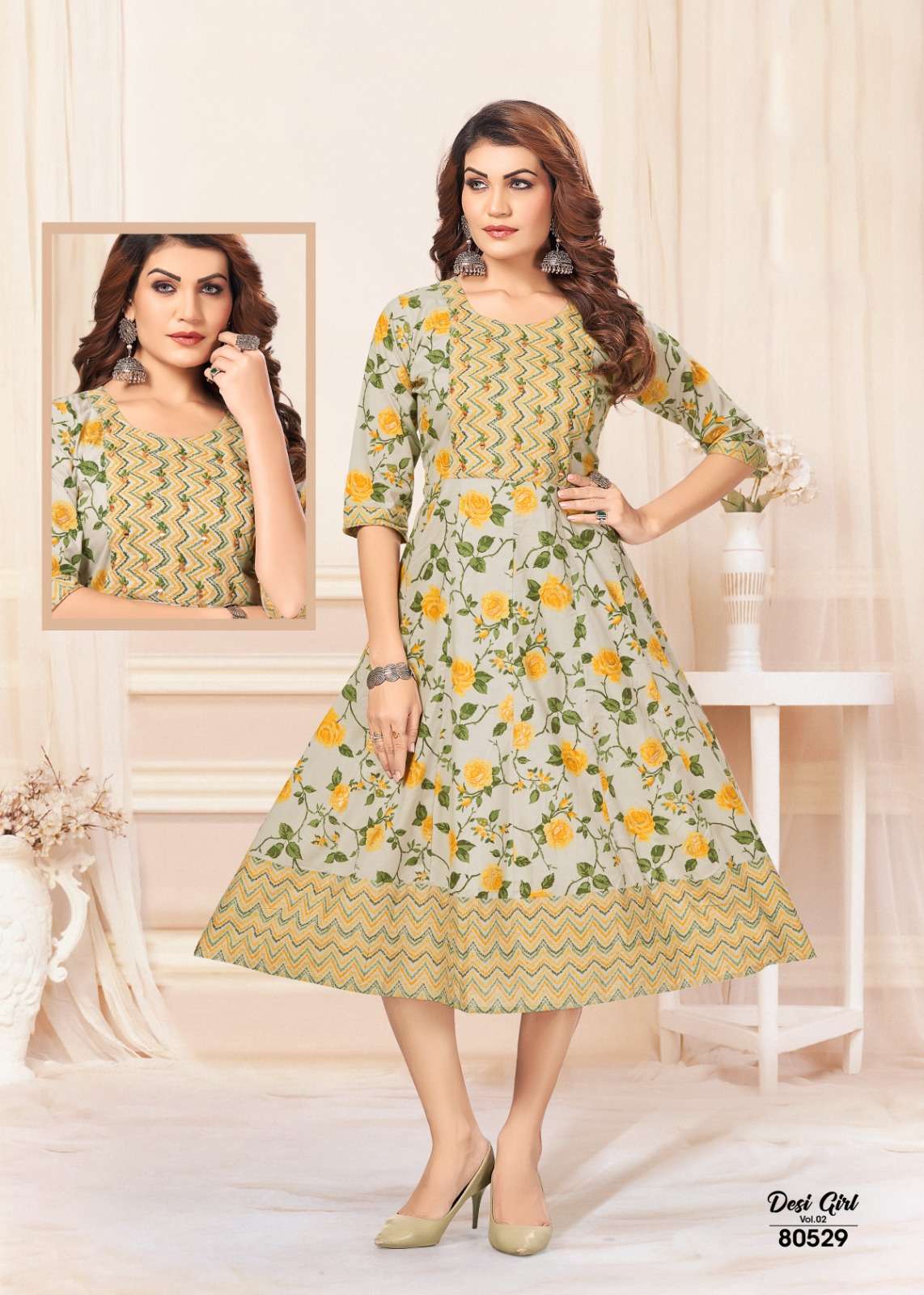 DESI GIRL BUY MAYRA JAIPURI CAMBRIC COTTON WHOLESALE ONLINE LOWEST PRICE KURTIS GOWN SETS